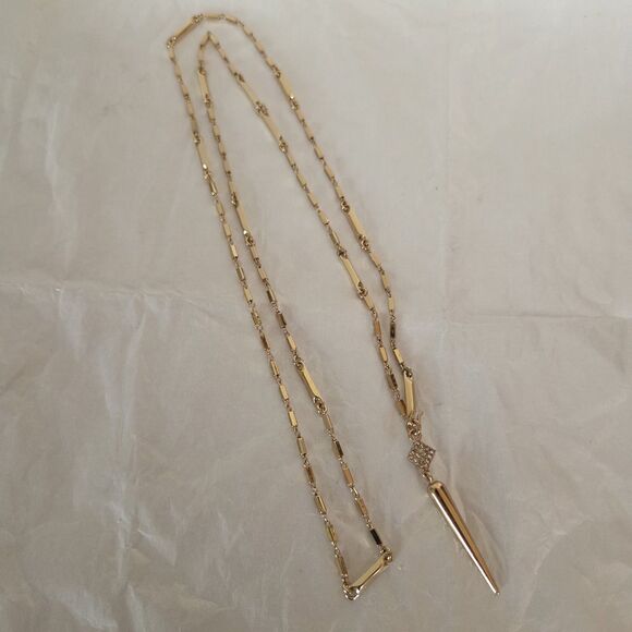 Stella & Dot Bianca Lariet Necklace Gold Tone Pave Crystals 28 in. - Picture 2 of 7